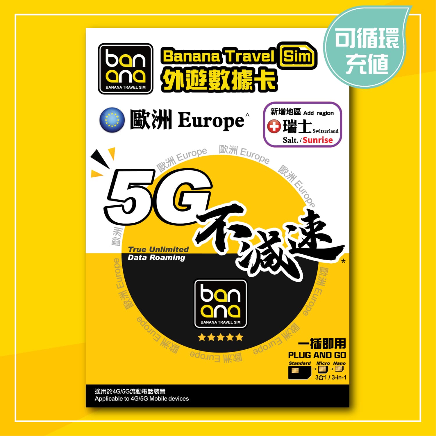 Europe (32 Countries) 5G Full Speed Unlimited Data Roaming SIM Card - Image 1